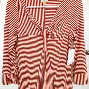 Totally NEW Leifsdottir red and beige striped shirt, Size M